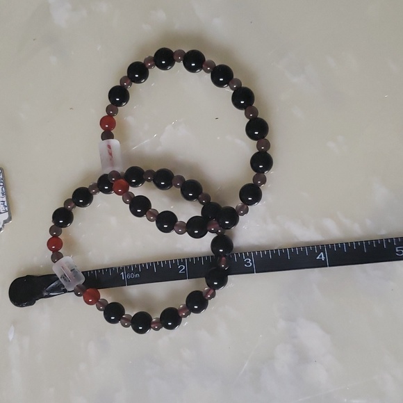 Natural Black Obsidian 8mm 2pcs light gemstone. - Picture 3 of 4